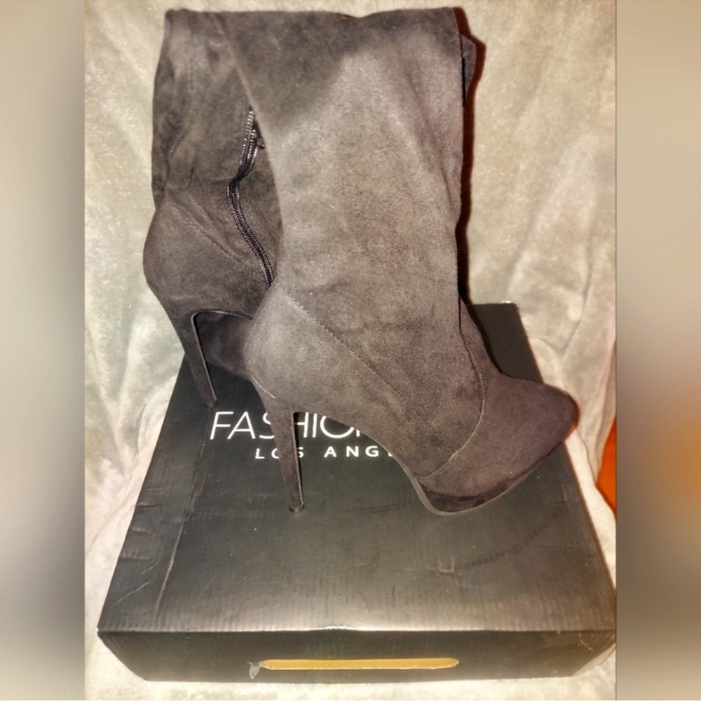 Fashion Nova Envious Much Faux Suede Thigh High Boots - Picture 4 of 6